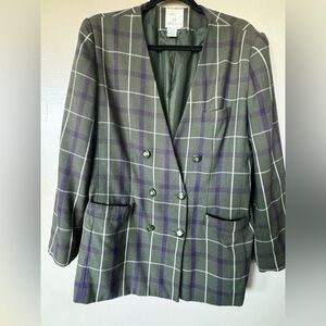 Plaid Double-Breasted Blazer
